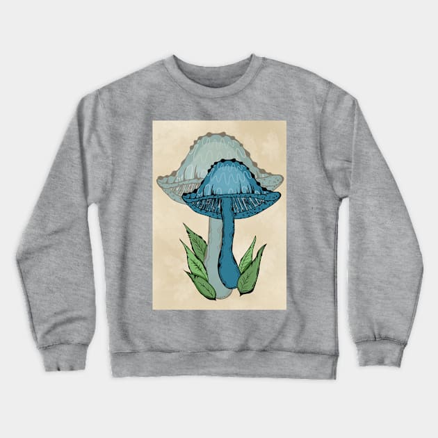 Blue Magic Mushroom, Classic Family Portrait Style Crewneck Sweatshirt by Tenpmcreations